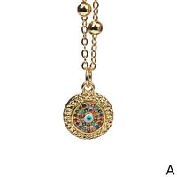 New Turkish Devil's Eye Colored Diamond Pendant Copper Gold-plated Bead Chain Necklace sku image 1