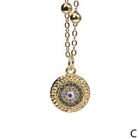 New Turkish Devil's Eye Colored Diamond Pendant Copper Gold-plated Bead Chain Necklace sku image 3
