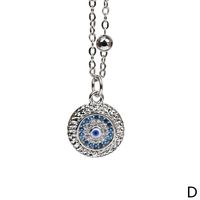 New Turkish Devil's Eye Colored Diamond Pendant Copper Gold-plated Bead Chain Necklace sku image 4