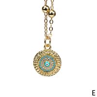 New Turkish Devil's Eye Colored Diamond Pendant Copper Gold-plated Bead Chain Necklace sku image 5