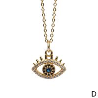 Collar De Oro Real Chapado En Cobre Con Colgante De Diamante De Ojo Azul De Pavo De Ojo De Diablo sku image 3