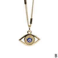 Fashion Color Devil's Eye Oil Drop Copper Gold-plated Cuban Chain Pendant Necklace sku image 3