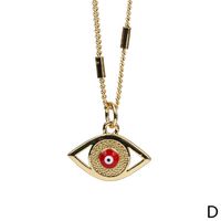 Fashion Color Devil's Eye Oil Drop Copper Gold-plated Cuban Chain Pendant Necklace sku image 2