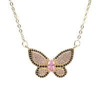 Fashion Copper Inlaid Micro Zircon Butterfly Pendant Collarbone Chain Tide Accessories sku image 1