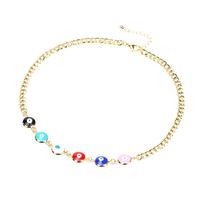 Devil's Eye Simple Dripping Oil Temperament Copper Gold-plated Cuban Necklace Female sku image 1