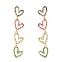Fashion Color Zircon Heart Pentagram Tassel Copper Earrings sku image 1