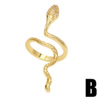 Fashion Copper Inlaid Zircon Snake-shaped Open Ring Female sku image 1