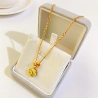 Modische Einfache Halskette Aus Titanstahl Mit 18 Karat Vergoldeter Blumenperlmutt-intarsienkette sku image 1