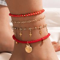 New Jewelry Fashion Creative Alloy Rice Bead Woven Shell Multi-layer Anklet main image 9