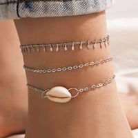 New Jewelry Fashion Creative Alloy Rice Bead Woven Shell Multi-layer Anklet sku image 7