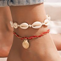 New Jewelry Fashion Creative Alloy Rice Bead Woven Shell Multi-layer Anklet sku image 5