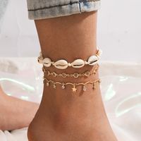New Jewelry Fashion Creative Alloy Rice Bead Woven Shell Multi-layer Anklet sku image 11