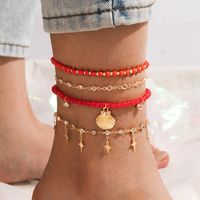 New Jewelry Fashion Creative Alloy Rice Bead Woven Shell Multi-layer Anklet sku image 18