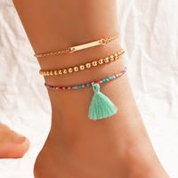 New Jewelry Fashion Creative Alloy Rice Bead Woven Shell Multi-layer Anklet sku image 15