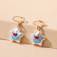 Korean Simple Trend Pearl Star Clown Alloy Earrings Female main image 4