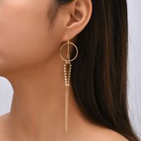 Fashion Exaggerated Long Asymmetric Tassel Rhinestone Earrings Female main image 1