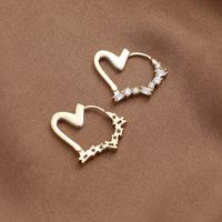 Fashion Real Gold Electroplated Zircon Heart Hoop Earrings Wholesale main image 4