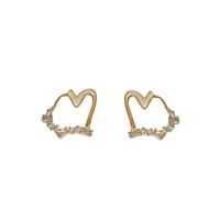Fashion Real Gold Electroplated Zircon Heart Hoop Earrings Wholesale main image 6