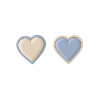 Fashion Heart-shaped Stud Earrings Simple Contrast Color Asymmetric Earrings main image 6