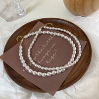 Mode Retro Ovale Perlenkette Einfache Halskette main image 1