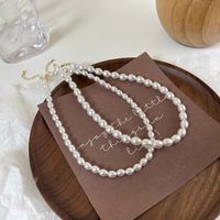 Mode Retro Ovale Perlenkette Einfache Halskette main image 4