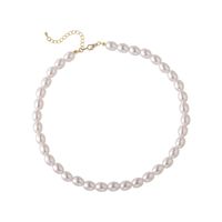 Mode Retro Ovale Perlenkette Einfache Halskette main image 6