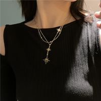 Fashion Eight-pointed Star Simple Stainless Steel Muilt-layer Necklace main image 1