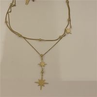 Fashion Eight-pointed Star Simple Stainless Steel Muilt-layer Necklace main image 5