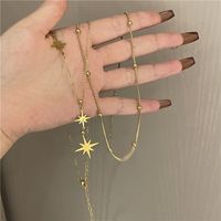 Fashion Eight-pointed Star Simple Stainless Steel Muilt-layer Necklace main image 6