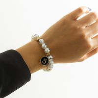 Imitation Pearl Weaving Hand Beaded Simple Letters Retro Leaning Tower Alloy Bracelet main image 4