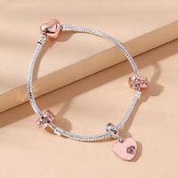 Creative Rhinestone Pink Heart Alloy Bracelet sku image 1