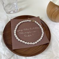 Mode Retro Ovale Perlenkette Einfache Halskette sku image 2