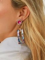 Fashion Simple Square Acrylic Earrings Rhinestones Alloy Drop Earrings sku image 1