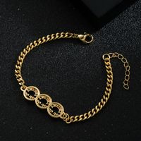 Fashion Copper-plated Real Gold Micro-encrusted Zircon Star Moon Smiley Face Bracelet sku image 3