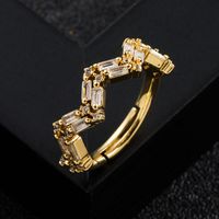 Fashion Copper-plated Real Gold Micro-encrusted Zircon Rainbow Ring sku image 2