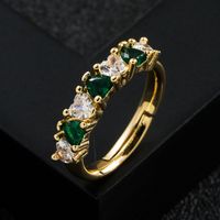 Fashion Copper-plated Real Gold Micro-encrusted Zircon Rainbow Ring sku image 3