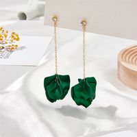 Rhinestone Chain Long Candy Color Petal Leaf Tassel Earrings sku image 3
