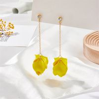 Rhinestone Chain Long Candy Color Petal Leaf Tassel Earrings sku image 6