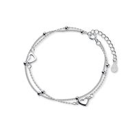Sweet Heart-shaped Female Double-layer Round Peas Light Beads Metal Bracelet main image 3