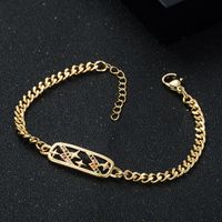 Letters Heart Shaped Lightning Copper Plated 18k Gold Micro-set Zircon Chain Bracelet Accessories main image 3