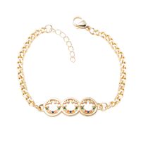 Fashion Copper-plated Real Gold Micro-encrusted Zircon Star Moon Smiley Face Bracelet main image 6