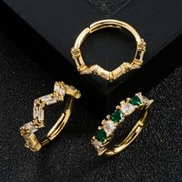 Fashion Copper-plated Real Gold Micro-encrusted Zircon Rainbow Ring main image 1