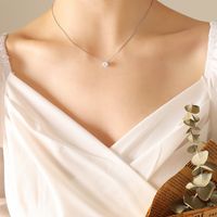 Superfine Vertical Chain Single Diamond Clavicle Necklace Titanium Steel Gold Plated Wholesale Nihaojewelry sku image 4