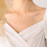 Superfine Vertical Chain Single Diamond Clavicle Necklace Titanium Steel Gold Plated Wholesale Nihaojewelry sku image 5