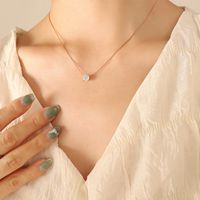 Superfine Vertical Chain Single Diamond Clavicle Necklace Titanium Steel Gold Plated Wholesale Nihaojewelry sku image 6