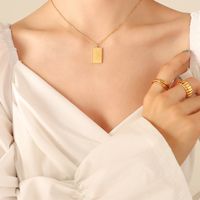 Elizabeth Double-sided Image Clavicle Necklace Long Square Clavicle  Necklace sku image 1