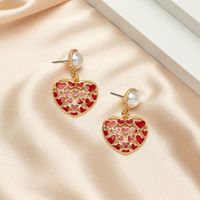 Retro Pearl Heart Shaped Fashion Simple Cute Alloy Arrings main image 3