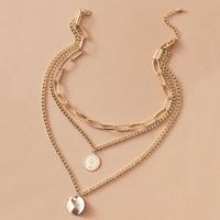 Simple Punk Thick Fashion Head Multi-layer Disc Alloy Necklace main image 1