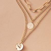 Simple Punk Thick Fashion Head Multi-layer Disc Alloy Necklace main image 5