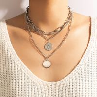Simple Punk Thick Fashion Head Multi-layer Disc Alloy Necklace sku image 3